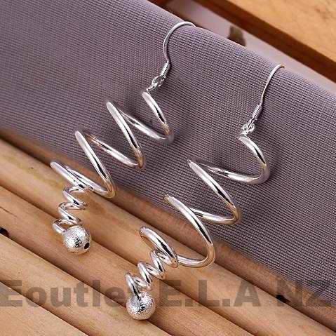 55mm SWIRL SILVER DANGLE EARRINGS